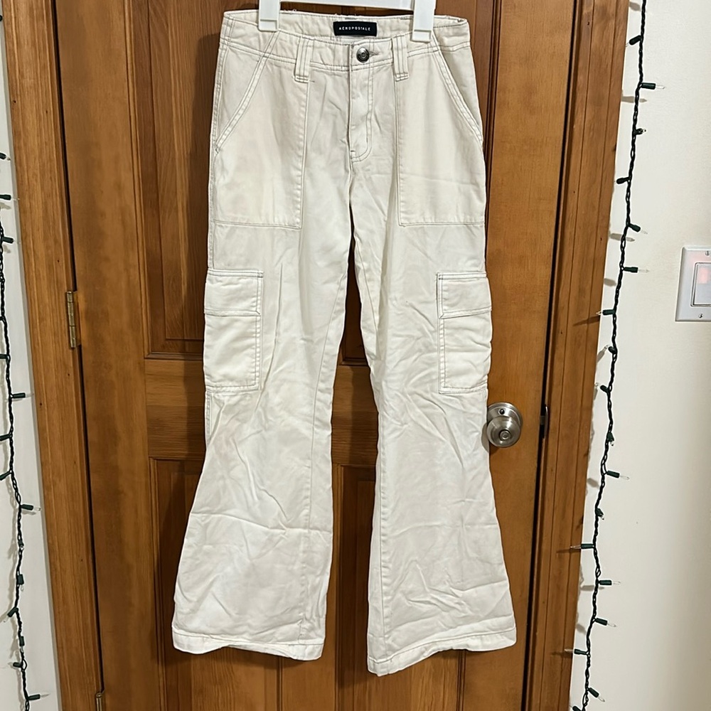 cream low rise cargos